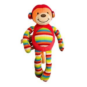 Rare JellyCat Rainbow Stripe Monkey Crinkle Plush Stuffed Animal